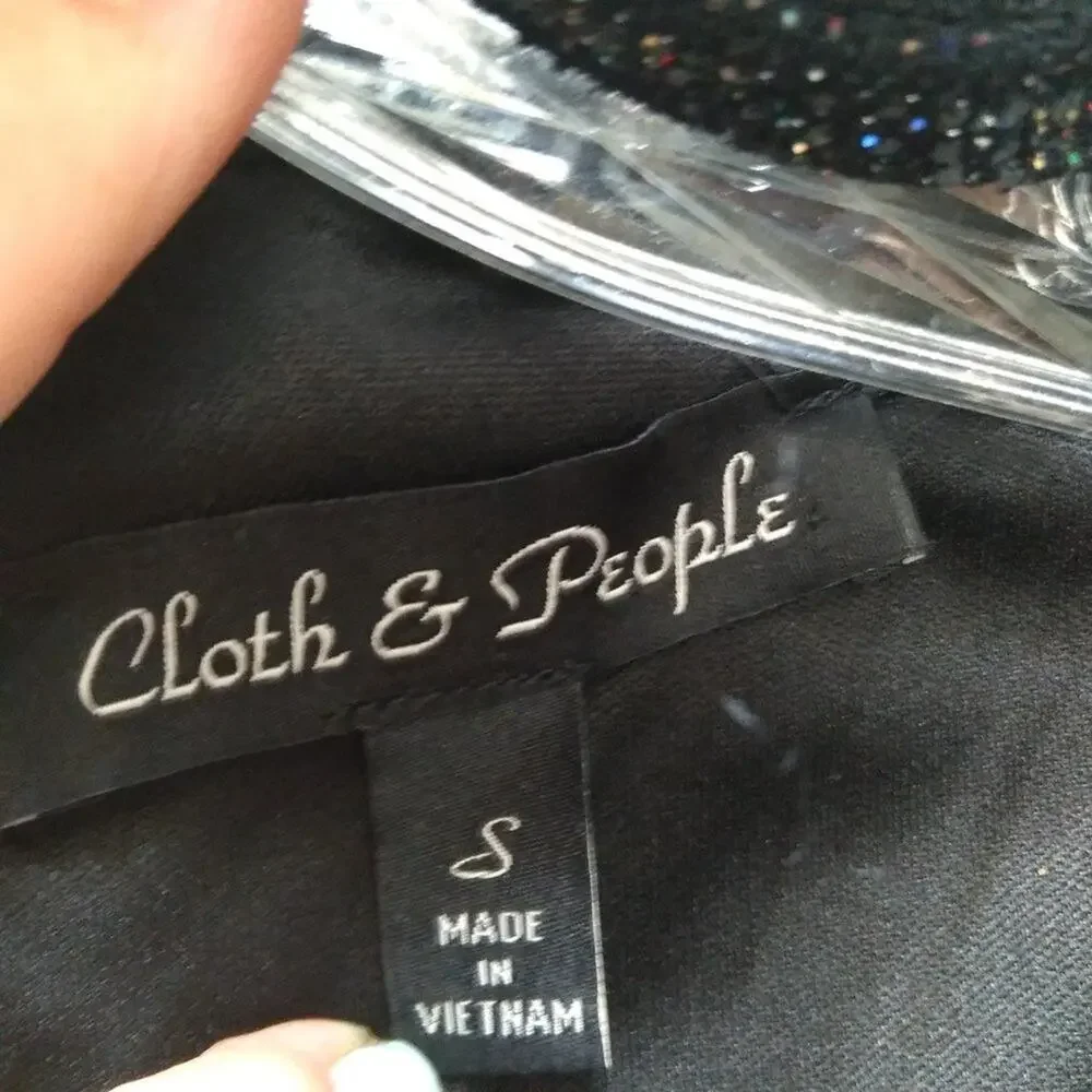 CLOTH & PEOPLE Glittery Cut-Out Dress Size S – Black/Glitter